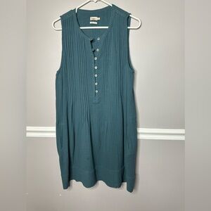 Faherty Isha Sleeveless Dress Blue Size Medium Soft Cotton Side Pockets